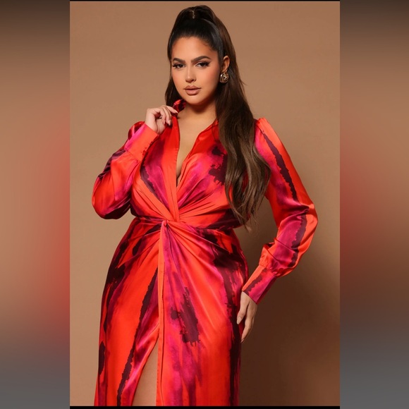 Printed High Slit Maxi Dress - Picture 6 of 6